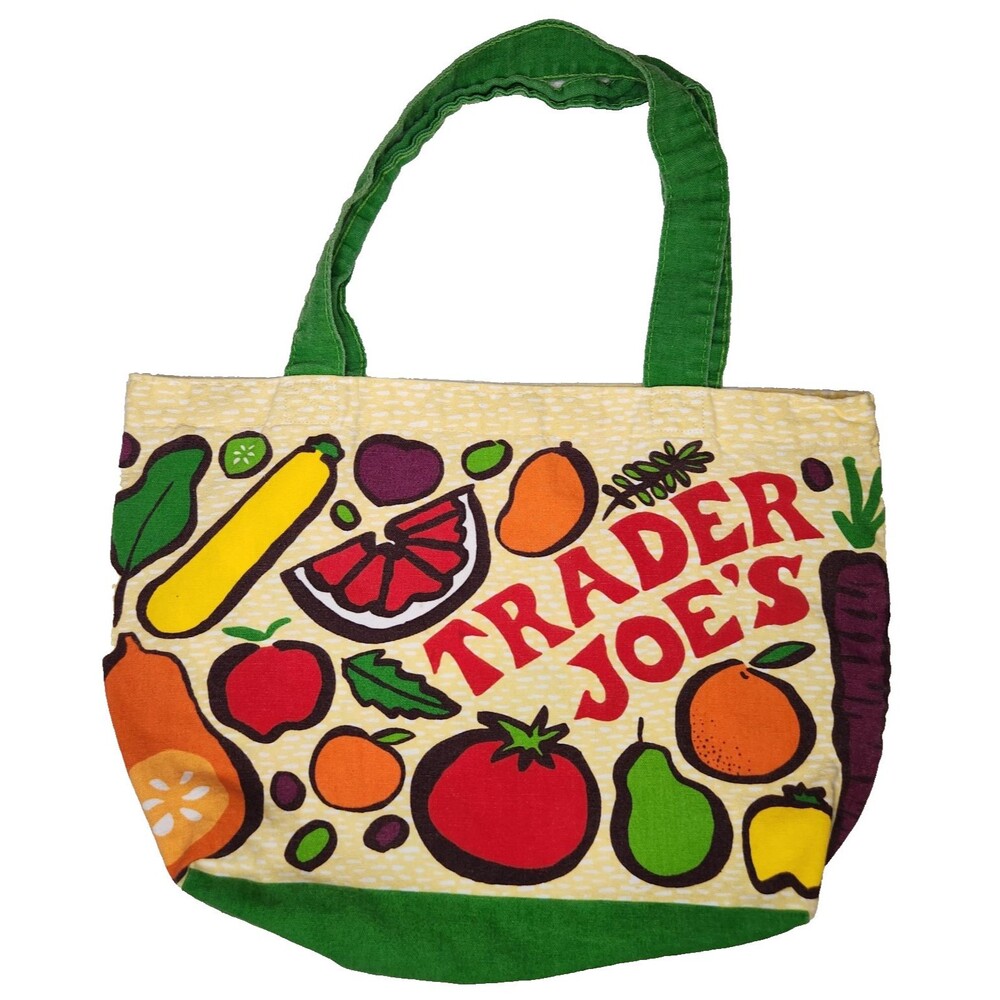 Trader Joe's Reusable Cotton Canvas Fresh Produce Tote Bag 12 x 18 Inches 4 deep